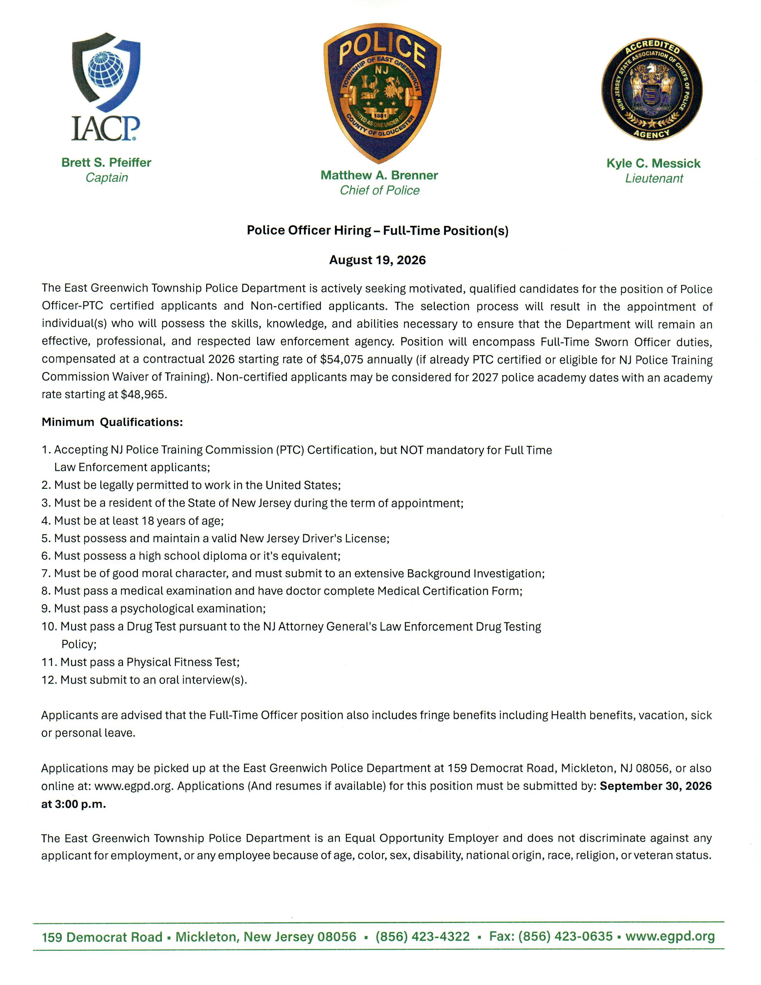East Greenwich Township Police Department, NJ