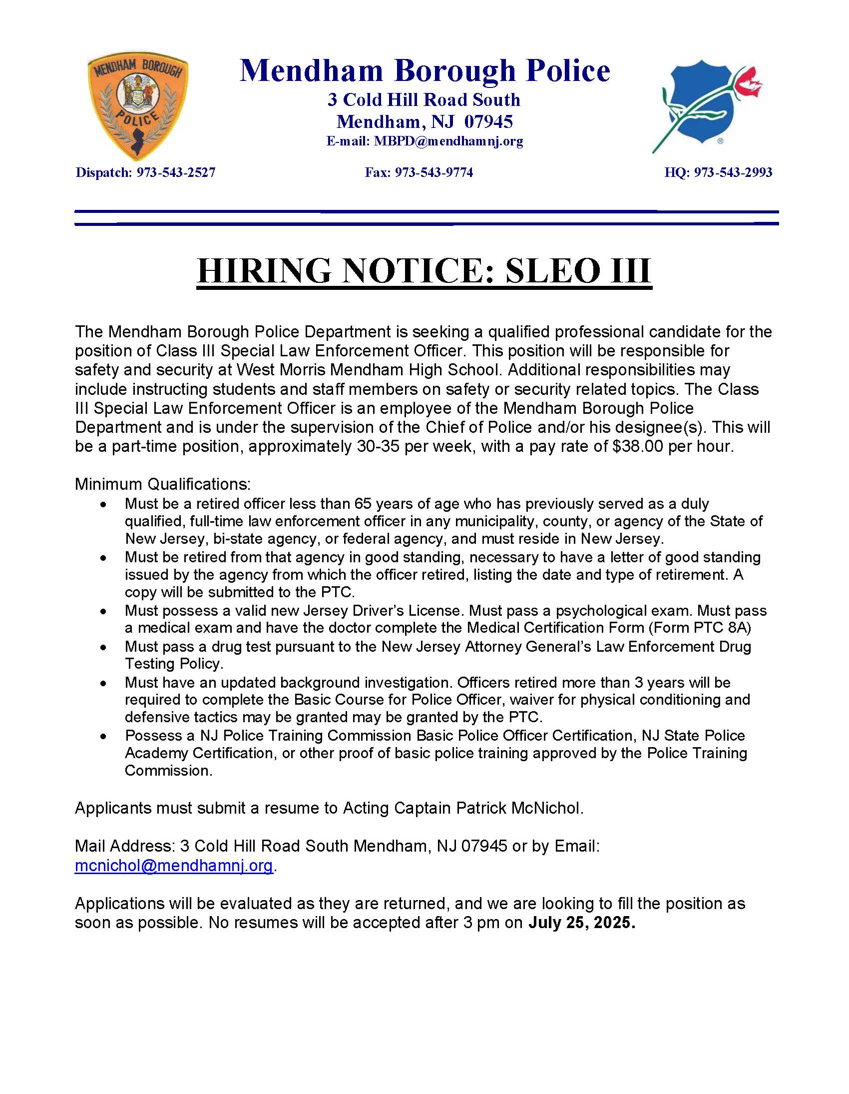 Mendham Borough Police Department, NJ