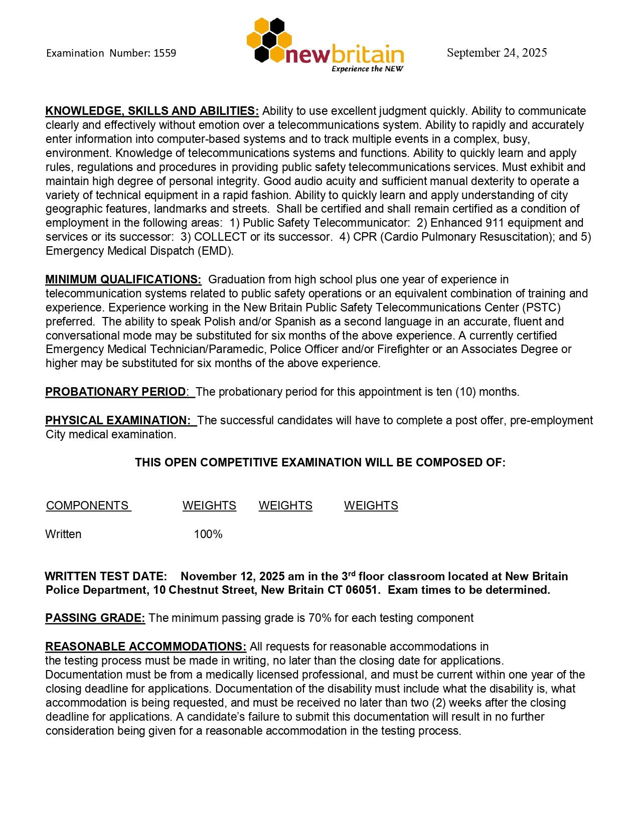 New Britain Public Safety Telecommunications Center, CT 